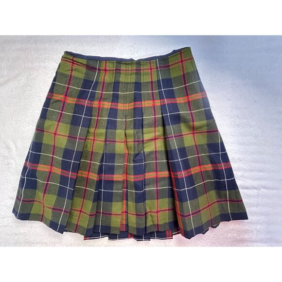J.Crew Womens Pleated Tartan Plaid Wool Skirt Size 4 Green Navy Style 67298 - Picture 1 of 9